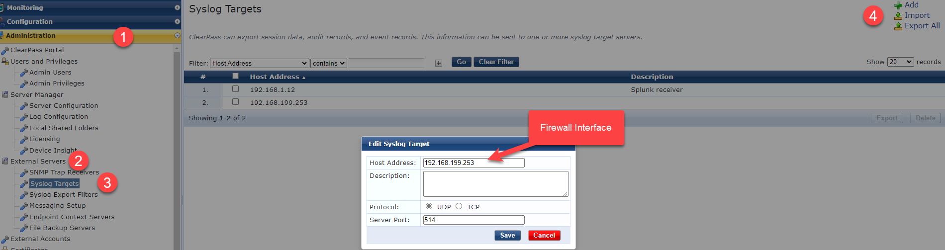 Aruba Clearpass syslog User-ID with Palo Alto