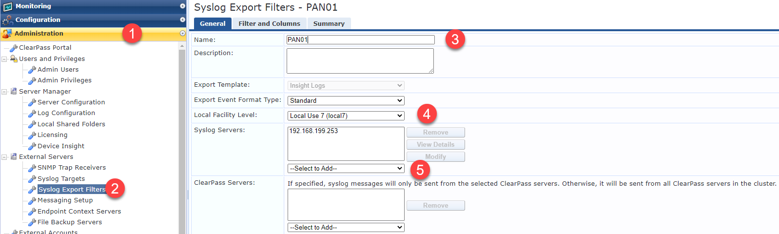 Aruba Clearpass syslog User-ID with Palo Alto